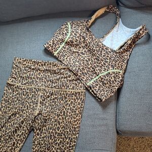 Leopard Fabletics Power Hold Set. Size Large